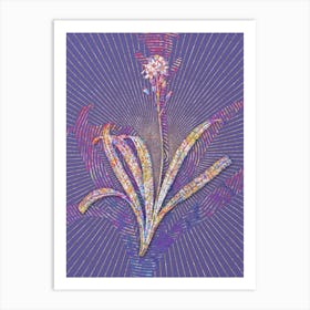 Geometric Spanish Bluebell Mosaic Botanical Art on Veri Peri Art Print