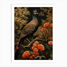 Dark And Moody Botanical Pheasant 6 Art Print