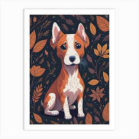 Floral Dog Portrait Boho Minimalism (8) Art Print