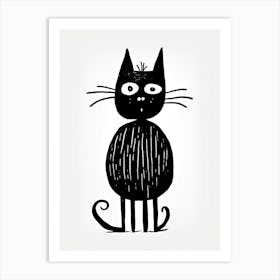 Ink Cat Line Drawing 7 Art Print
