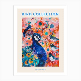 Peacock & Birds Loose Brushstroke Painting 1 Poster Art Print