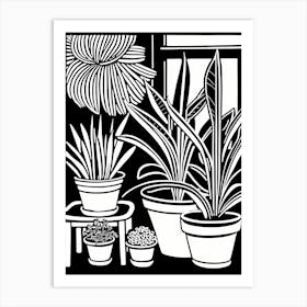Lion cut inspired Black and white Garden plants & flowers art, Gardening art, 236 Art Print