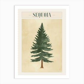 Sequoia Tree Minimal Japandi Illustration 2 Poster Art Print
