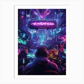 Neon Gaming City 1 Art Print