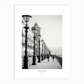 Poster Of Trieste, Italy, Black And White Analogue Photography 1 Art Print