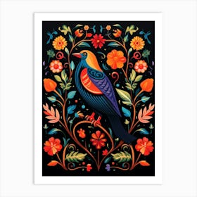 Folk Bird Illustration Crow 3 Art Print