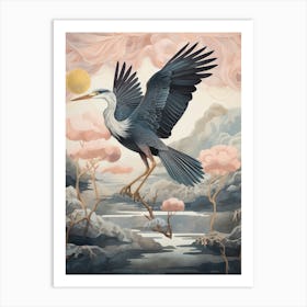 Great Blue Heron 4 Gold Detail Painting Art Print