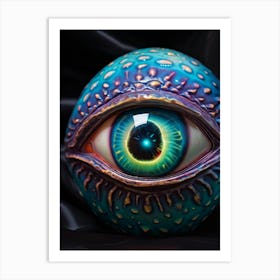 Alien Head With An Eye Having A Pupil Gazing Out From Within A Ufo Hyper Realistic Detailing In The Art Print