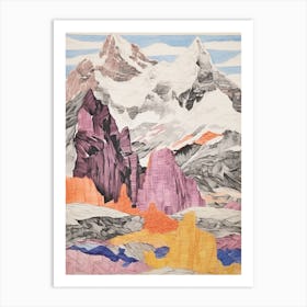 Cho Oyu Nepal 1 Colourful Mountain Illustration Art Print