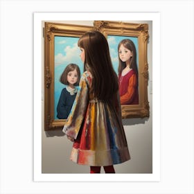 Girl In Art Gallery Art Print