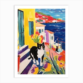 Painting Of A Cat In Hvar Croatia 1 Art Print