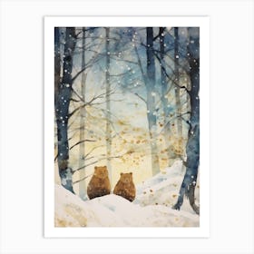 Winter Watercolour Woodchuck 1 Art Print