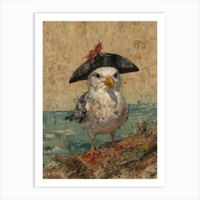 Seagull With Pirate Hat 2 Art Print