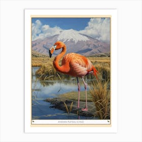 Greater Flamingo Andean Plateau Chile Tropical Illustration 2 Poster Art Print