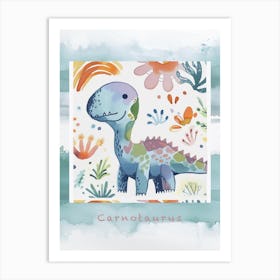 Cute Muted Pastels Carnotaurus Dinosaur 2 Poster Art Print