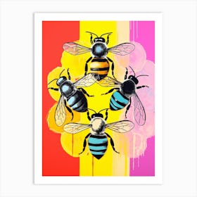 Vivid Bees Pop Art Inspired 1 Art Print