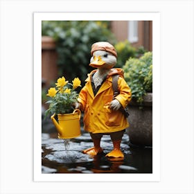 Duck In The Rain Art Print