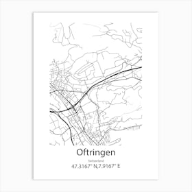 Oftringen,Switzerland Minimalist Map Art Print