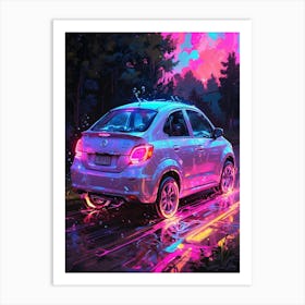 Neon Car Painting Art Print