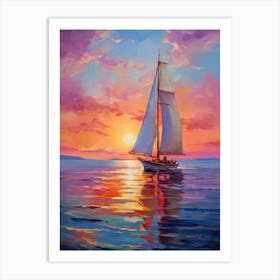 Sailboat At Sunset 25 Art Print