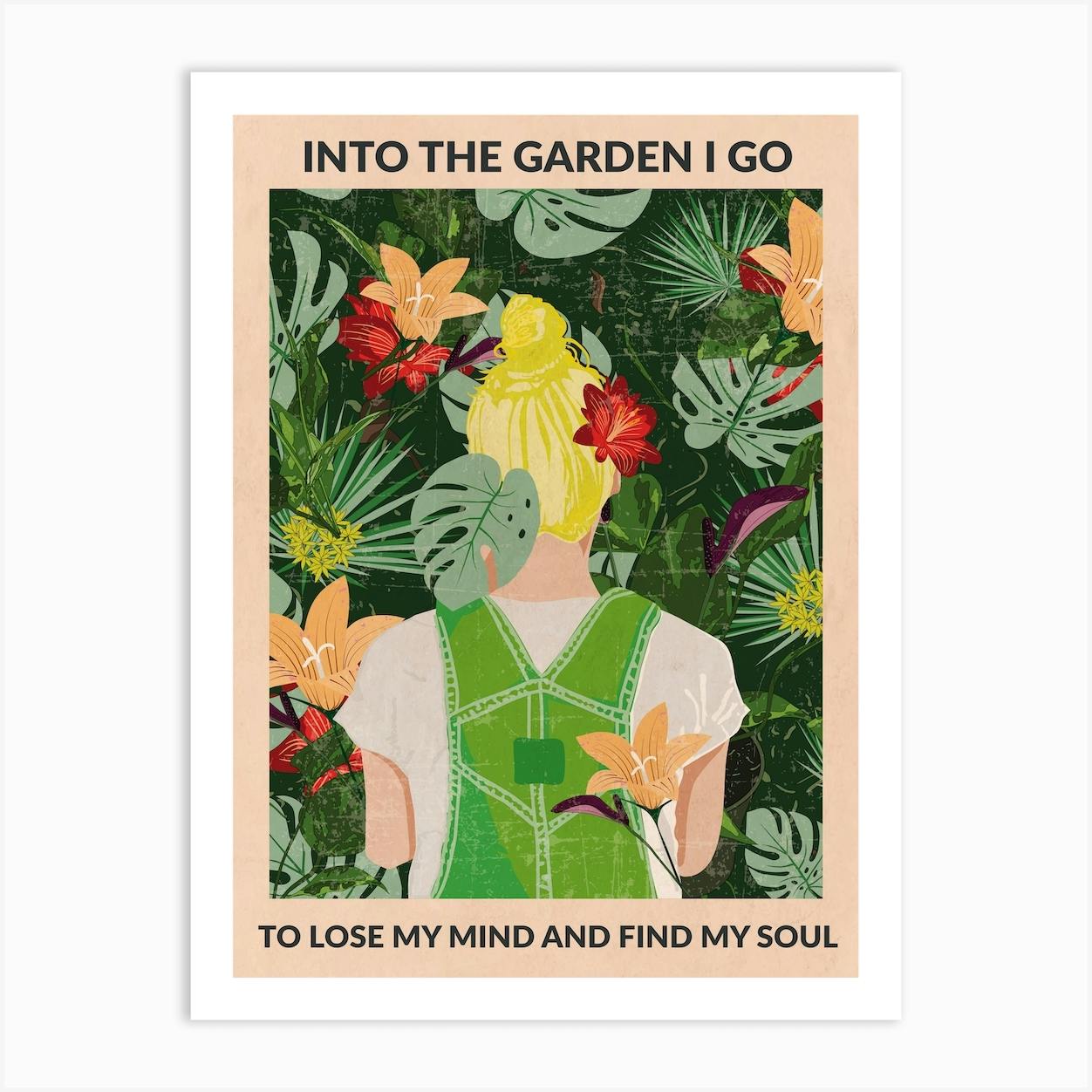 Large Into The Garden (Blonde) Art Print - 60x80cm