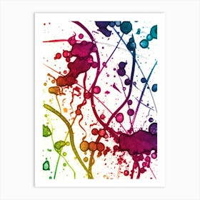 Watercolor Abstraction Rainbow Splash Art Print