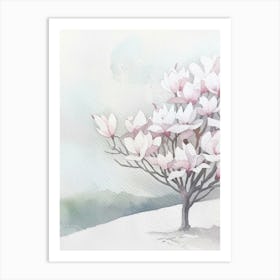 Magnolia Tree Atmospheric Watercolour Painting 2 Art Print