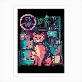 Cybercats Only - Funny Cat Geek Gift Art Print