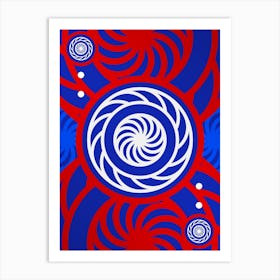 Geometric Abstract Glyph in White on Red and Blue Array n.0034 Art Print