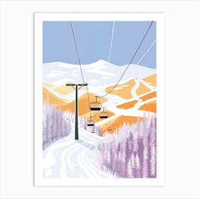 Steamboat Ski Resort   Colorado, Usa, Ski Resort Pastel Colours Illustration 2 Art Print