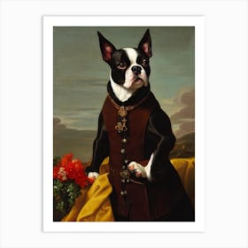 Boston Terrier Renaissance Portrait Oil Painting Art Print
