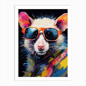  A Possum Wearing Sunglasses Vibrant Paint Splash 3 Art Print