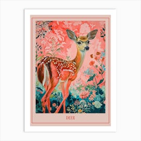 Floral Animal Painting Deer 1 Poster Art Print