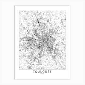 Toulouse White Map Art Print