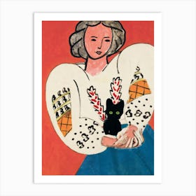 Blouse Roumaine With A Black Cat, Matisse  Inspired Art Print
