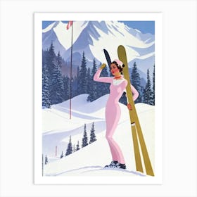 Selva Val Gardena, Italy Glamour Ski Skiing Poster Art Print