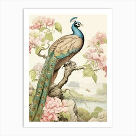 Storybook Animal Watercolour Peacock 1 Art Print