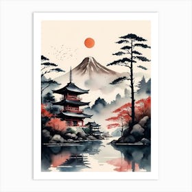 Japanese Landscape Watercolor Painting (35) Art Print