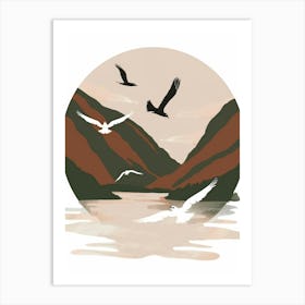 Seagulls Flying Over Water Art Print