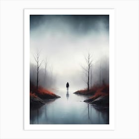 Lonely Man In The Fog Art Print