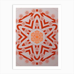 Geometric Abstract Glyph Circle Array in Tomato Red n.0228 Art Print