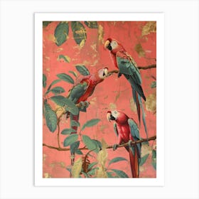 Parrots On A Branch Art Print