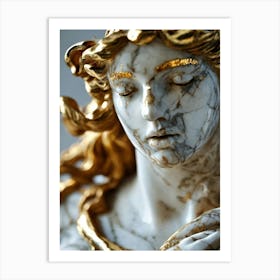 Estatua Marmol Italiano Con Pinceladas Doradas Art Print