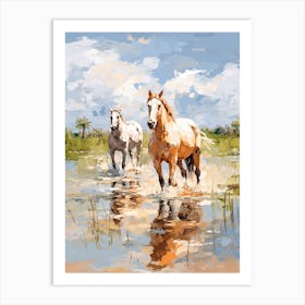 Horses Painting In Okavango Delta, Botswana 3 Art Print