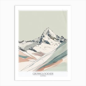 Grossglockner Austria Color Line Drawing 3 Poster Art Print