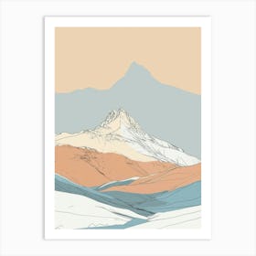 Toubkal Morocco Color Line Drawing (3) Art Print