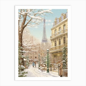 Vintage Winter Illustration Paris France 1 Art Print