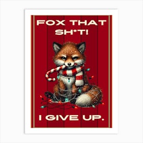 Funny Christmas Red Fox Art Print