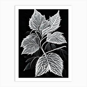 Lemon Balm Leaf Linocut 2 Art Print