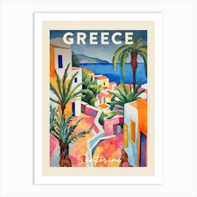 Santorini Greece 4 Fauvist Painting Travel Poster Art Print